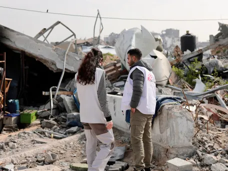 Zaměstnanci Lékařů bez hranic. Pásmo Gazy, 2025, Foto: Nour Alsaqqa / Lékaři bez rhanic