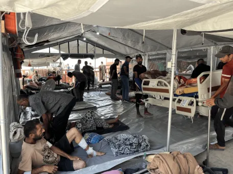 Nasser Hospital in southern Gaza is overcrowded with patients