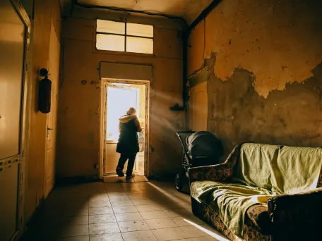  Pacientka Yuliia Murashkina ubytovně v Dněpru. Ukrajina, 2026. Foto: Julia Kochetova 