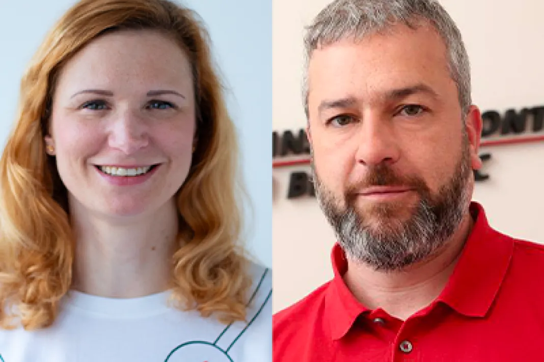 Sylva Horáková, ředitelka české kanceláře Lékařů bez hranic a Pavel Gruber, bývalý ředitel české kanceláře Lékařů bez hranic, nyní ředitel Amnesty International ČR. Lékaři bez hranic, 2025.